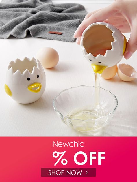 Egg Separator, Ceramic Chicken, Broken Egg, Cartoon Chicken, Ceramic Egg, Messy Kitchen, Cute Chickens, Egg White, Chicken Eggs