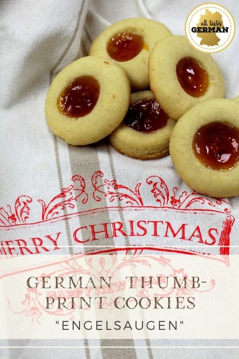 Thumbprint Cookie, German Food Authentic, German Christmas Cookies, German Cookies, German Desserts, Thumb Print, Thumb Prints, Hazelnut Spread, Thumbprint Cookies