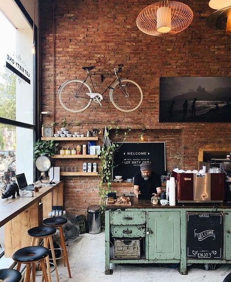 Rustic Coffee Shop, Loft Cafe, Barista Tools, Bar Restaurant Design, Architecture Restaurant, Rustic Cafe, Coffee Shop Interior Design, Cozy Coffee Shop, Design Café