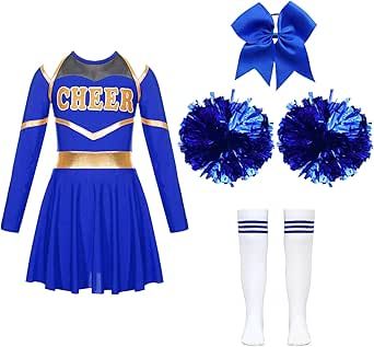 YOOJOO Cheer Leader Costume for Girls Cheerleading Outfits Kids Halloween Dress Up Cosplay with Pom Bowtie Stocking Cheer Birthday Party, Toddler Fancy Dress, Cheerleader Outfit, Baby Costumes Girl, Halloween Party Dress, Cheerleader Costume, Cheerleading Uniforms, Fancy Dress Up, Fabric Patchwork