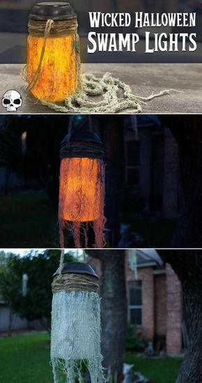 Mason Jar Lamps, Samhain Decor, Halloween Outdoors, Boo Decor, Witches Lair, Pirate Halloween Decorations, Haloween Decor, Voodoo Halloween, Halloween Candlesticks