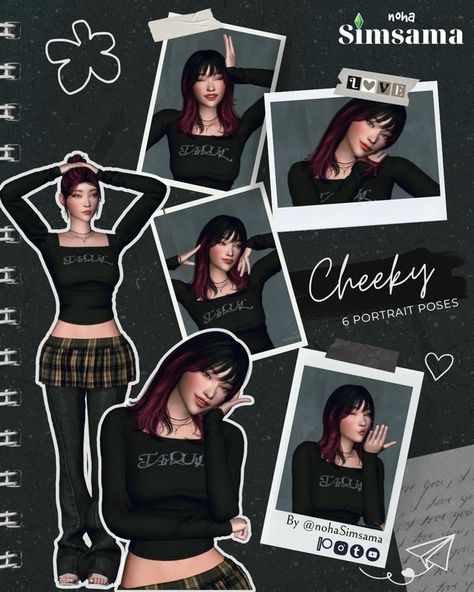 6 poses cc portraying Cheeky girl for The Sims 4 Sims Portrait Poses, Sims 4 Group Selfie Poses, Sims 4 Photoshoot Poses, Photoshoot Sims 4, Sims 4 Smiling Poses, Sims 4 Yearbook Poses, The Sims 4 Group Poses, Sims 4 Purse Poses, Sims 4 Mirror Selfie Poses