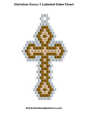 Free Christian Cross Brick Stitch Bead Pattern Labeled Color Chart Brick Stitch Cross Pattern, Seed Bead Cross Patterns, Beading Butterfly, Stitch Bead Pattern, Beaded Crosses, Cross Beads, Native Beading Patterns, Quilt Pattern Download, Diy Bead Embroidery