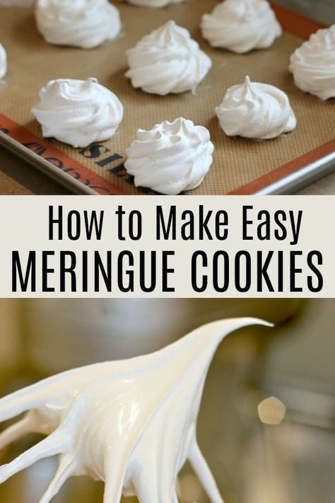 How to make easy meringue cookies! These are so easy to make with these step-by-step instructions. All you need is egg whites, cream of tartar, a pinch of salt and sugar. #fluffy #meringue #easydessert #lowcal #diet #25calories #sweettooth #french #bake # Easy Meringue Cookies, Easy Meringues, Meringue Cookie Recipe, Baked Meringue, Princess Pinky Girl, Pinky Girl, Meringue Recipe, Meringue Cookies, Cream Of Tartar