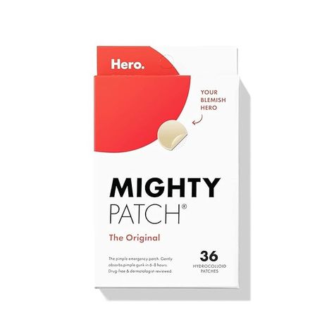 Mighty Patch Hero Cosmetics Original Patch - Hydrocolloid Acne Pimple Patch for Covering Zits and Blemishes, Spot Stickers for Face and Skin (36 Count) Acne Pimple Patch, Mighty Patch, Acne Patch, Pimple Patches, Pimples Overnight, Pimple Patch, Acne Blemishes, Makeup Skin Care, Skin Makeup