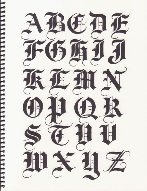 Bj Betts: Lettering Guide 1, 2, 3, 4. | VK Old English Alphabet, Tattoo Lettering Alphabet, Tattoo Fonts Alphabet, Calligraphy Fonts Alphabet, Tattoo Fonts Cursive, Tattoo Lettering Design, Lettering Styles Alphabet, Chicano Lettering, English Calligraphy