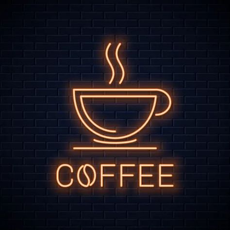 Neon Letter Lights, Coffee Banner, Coffee Shop Music, Neon Coffee, Neon Banner, Cafe Logos, Coffee Neon, Coffee Shop Interior Design, Neon Sign Art