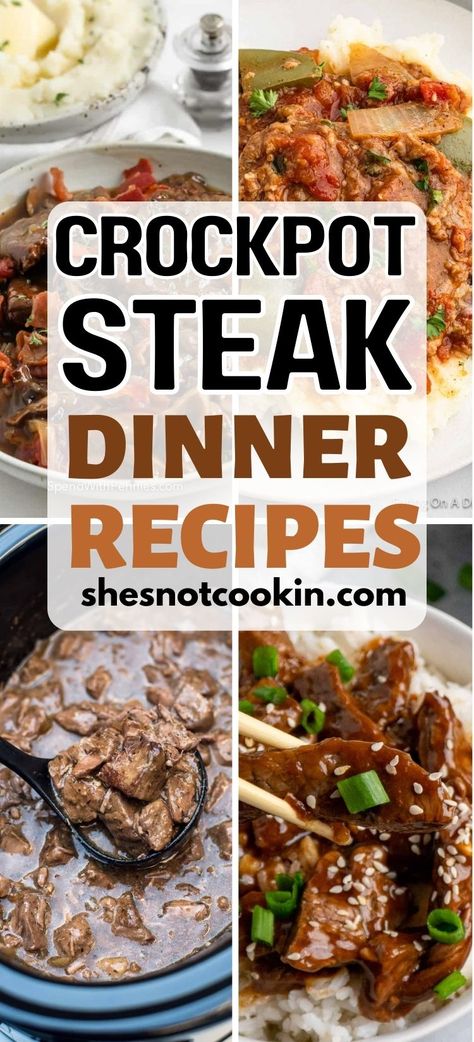 Discover the ultimate convenience and flavor with these Crockpot steak recipes. Perfect for busy days, these slow-cooked meals turn budget-friendly cuts of steak into tender, savory dishes with minimal effort. Whether you're craving a classic beef stew, zesty fajitas, or a rich and comforting Swiss steak, your Crockpot handles the hard work while you enjoy delicious, home-cooked meals with family and friends. Steak Dinner Crockpot Easy Recipes, Slower Cooker Steak Recipes, Easy Crockpot Recipes Steak, Bake Steak In Crockpot, Crockpot Recipes Steak, Steak Crockpot Recipes Easy, Chuck Steak Recipes Crockpot Slow Cooker, Complete Steak Dinner In Crockpot, Swiss Steak Recipes Crockpot