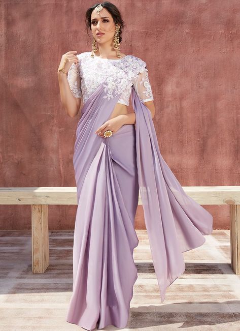 Dusty Purple Embroidered Satin Saree– Lashkaraa Designer Sarees Wedding Party Wear, Long Kurta Designs, Frame Ornaments, Choli Blouse Design, Saree Ideas, Designer Sarees Wedding, Bridesmaid Saree, Wedding Party Wear, Sarees Wedding