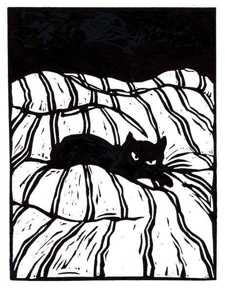 Block Prints Ideas, Linoleum Block Print, Cat Lino Print, Block Print Ideas, Block Printing Ideas, Striped Bedspread, Block Print Art, Lino Cuts, Woodcut Art