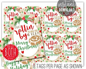 Customized & Stylish Party Decorations by PartyGloss on Etsy Cinnamon Roll Gift, Funny Christmas Tags, Nice Buns, Christmas Gift Nails, Printable Things, Appreciation Printable, Fun Buns, Customer Gifts, Holiday Tags