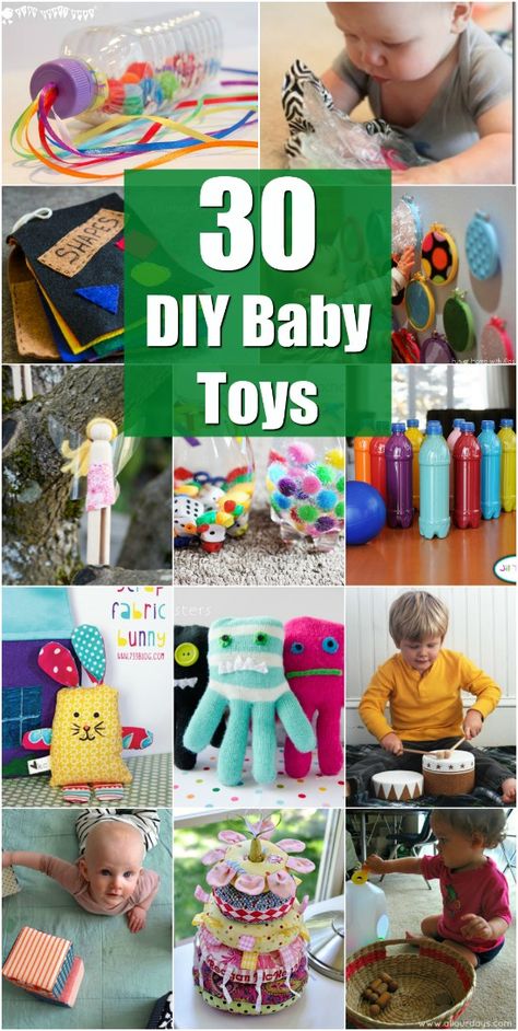 30 Fun And Educational Baby Toys You Can DIY. Some of these DIY toys for kids only take minutes to make! #diyncrafts #toys #kids #kidfun #activitiesforkids #diyforkids #Kidsdiy Diy Baby Toys, Homemade Baby Toys, Diy Toddler Toys, Baby Toys Diy, Baby Play Activities, Toys For Babies, Boy Diy, Baby Learning Activities, Diy Bebe