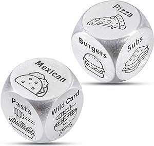 2 PCS Food Dice Game Food Decision Dice Food Dice for Couple 11 Year Anniversary Steel Gift for Him Her Date Night Dice Game One Year 10 Year Anniversary Basket Christmas July Valentine Sweetest Day Date Night Basket, Bachelorette Bride Gifts, 11th Wedding Anniversary, Stocking Stuffers For Adults, Date Night Gifts, Stocking Stuffers For Teens, Funny Gifts For Women, Stocking Stuffers For Women, Boo Basket