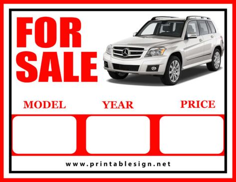 Car For Sale Template Sign | FREE Download For Sale Template, Car Template, Printable Signs Free, Out Of Order Sign, Bill Of Sale Template, Car Gif, Sale Template, Sale Sign, Car For Sale