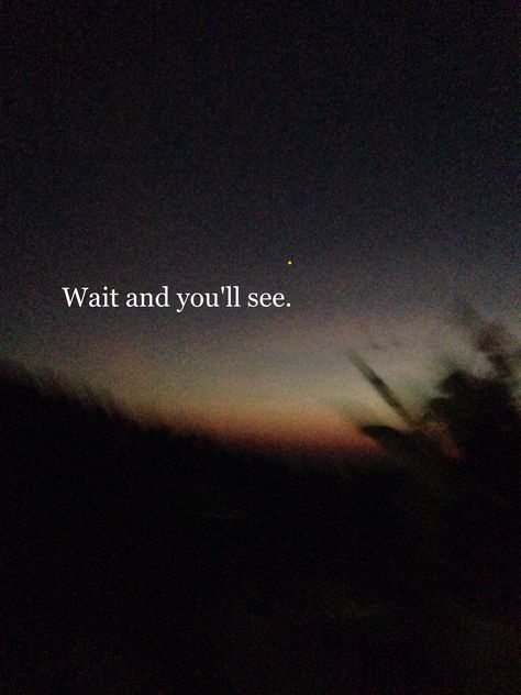 Wait and you'll see. Wait And See Quotes, Waiting Quotes, Seeing Quotes, Wait And See, I Wait, Wait What, Waiting For Someone, Just Wait, Wait For Me