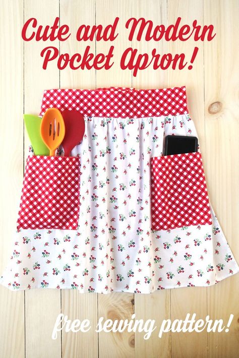 Fat Quarter Projects, Apron Pattern, Sewing Tutorials Free, Beginner Sewing Projects Easy, Aprons Patterns, Leftover Fabric, Half Apron, Apron Pockets, Fabric Baskets