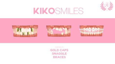 Kiko Smiles: Realistic Teeth (Gold Caps, Snaggle & Braces)🦷 The Sims 4 Skin, Sims 4 Family, My Sims, Sims 4 Game Mods, Sims 4 Cc Makeup, Sims 4 Body Mods, Sims 4 Expansions, Tumblr Sims 4, Free Sims