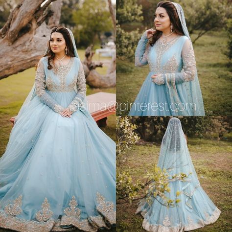 Ice Blue Engagement Dress Pakistani, Glitter Henna, Faiza Saqlain, Pakistani Bridal Hairstyles, Nikah Outfit, Nikah Dress, Walima Dress, Red Bridal Dress, Desi Wedding Dresses