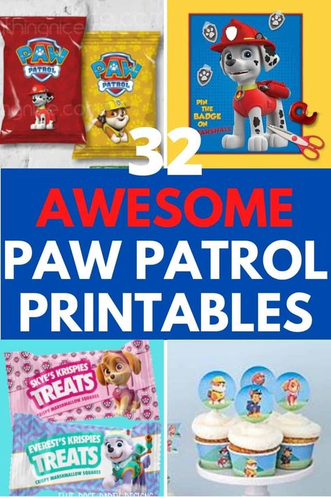 Printable Paw Patrol Food Labels, Paw Patrol Free Printables Birthday, Paw Patrol Bday Party Ideas, Paw Patrol Drinks, Paw Patrol Food Ideas, Paw Patrol Party Ideas Food, Paw Patrol 3rd Birthday Party For Boy, Paw Patrol Birthday Party Decorations, Paw Patrol 3rd Birthday