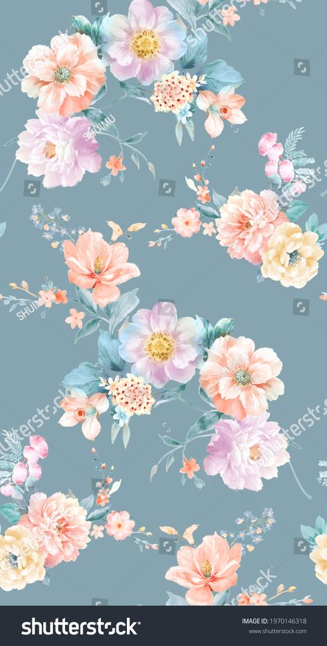 Classic Popular Flower Seamless Pattern Background Stock Illustration 1970146318 | Shutterstock Wallpaper Art Deco, Flower Seamless Pattern, Botanical Flower Art, Watercolor Flowers Tutorial, Vintage Flowers Wallpaper, Flower Drawing Design, Popular Flowers, Flower Painting Canvas, Textile Pattern Design