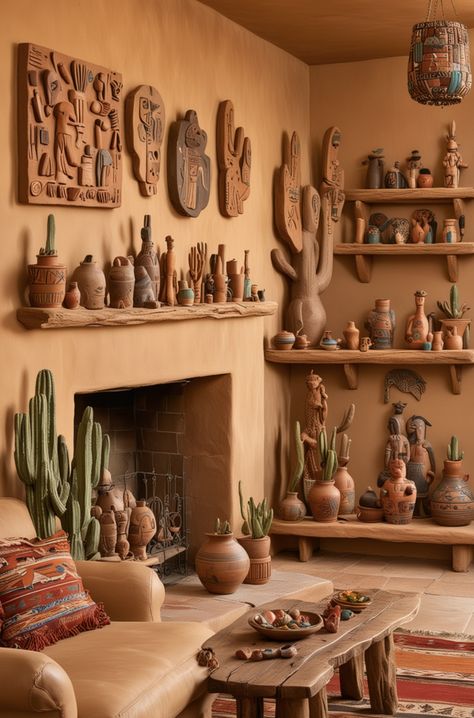 Southwest Living Room Decor Ideas, Modern Southwestern Decor Living Room, Southwest Living Room Decor, Adobe House Interior, Southwestern Living Room Ideas, Modern Southwestern Decor, Santa Fe Style Decor, Southwest Farmhouse, Southwest Living Room