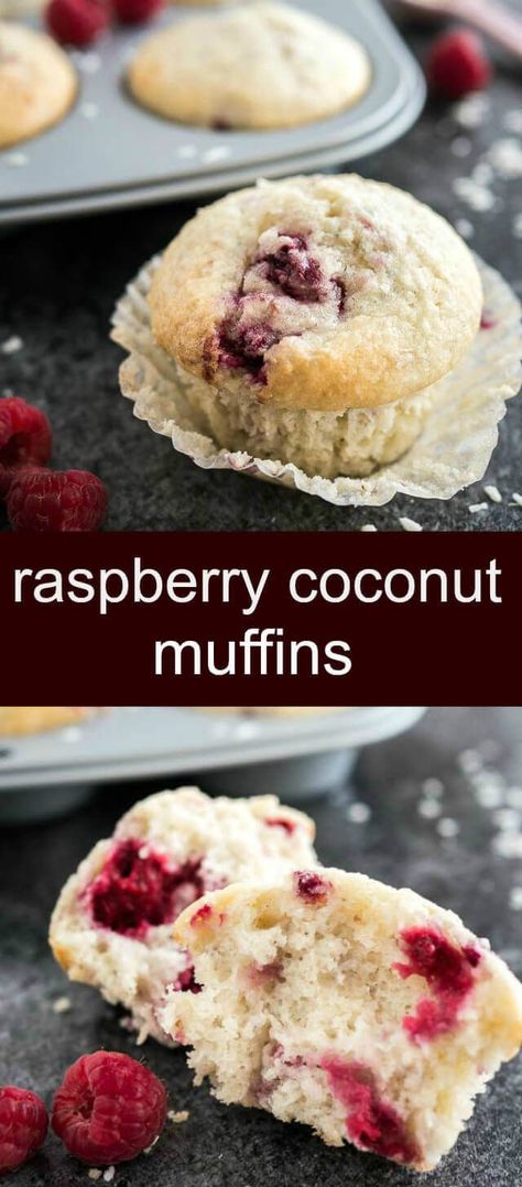 Raspberry Coconut Muffins {A Deliciously Easy Breakfast Treat} muffins/ raspberries/ coconut These Raspberry Coconut Muffins are so easy to make! They are so moist, bursting with coconut flavor, and full of juicy raspberries via @tastesoflizzyt Easy Breakfast Treats, Coconut Muffins, Raspberry Muffins, Raspberry Coconut, Knead Bread, Healthy Muffin Recipes, Muffin Tin Recipes, Breakfast Pastries, Bread Recipes Sweet