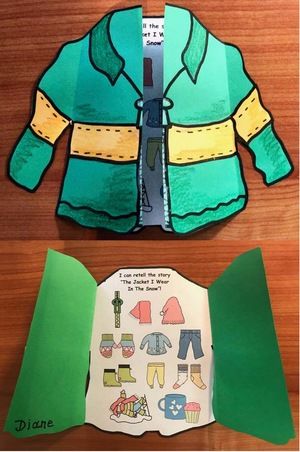 Snow-themed activities: Cute jacket craft that helps students retell the story "The Jacket I Wear In The Snow" by Shirley Neitzel. Clothing Crafts Preschool, Clothes Crafts For Kids, Jacket Craft, Winter Writing Prompts, Clothing Themes, Winter Writing, Snow Activities, Story Activities, Themed Activities