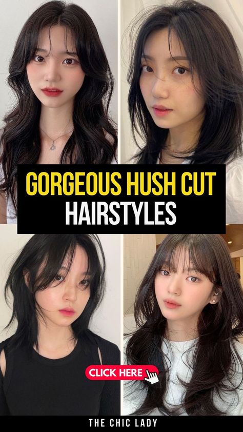 12 Modern Hush Cut Hairstyles to Elevate Your Look Hush Cut Hair Medium Chubby Face, Wolf Cut Square Face, Hush Cut, Asian Wedding Makeup, Hime Cut, Book Outfits, Cut Hairstyles, Soft Layers, Hair Mousse