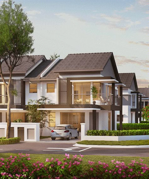 Cluster House Design, Balinese House Design, Modern Terrace House, Terrace House Design, Modern Brick House, Semi D, Cluster House, Apartments Exterior, Apartment Exterior