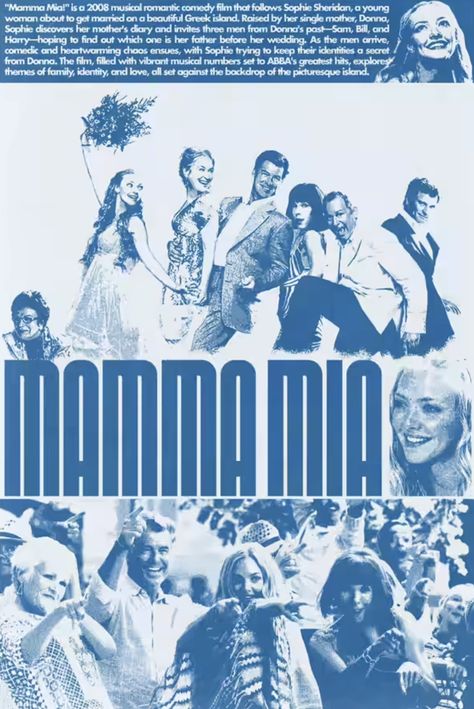 Mama Mia Posters, Mamma Mia Laptop Wallpaper, Mama Mia Poster, Mama Mia Aesthetic Poster, Mamma Mia Polaroid Poster, Mamma Mia Poster Aesthetic, Mama Mia Vintage Poster, Mamma Mia Print, Blue Movie Poster