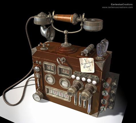 phone Antique Telephone Art, Steampunk Phone, Old Fashion Telephones, Steampunk Electricity, Old Landline Phone, Antique Phone, Steampunk Items, Steampunk Furniture, Steampunk Gadgets