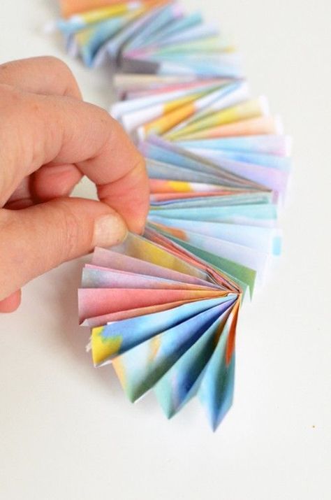 DIY Fan Garland | willowday Paper Fan Garland, Scrapbook Cards Ideas, Fan Garland, Ideas For Scrapbook, Spring Luncheon, Cards Tutorial, Cricut Explore Air Projects, Beautiful Origami, Garland Diy