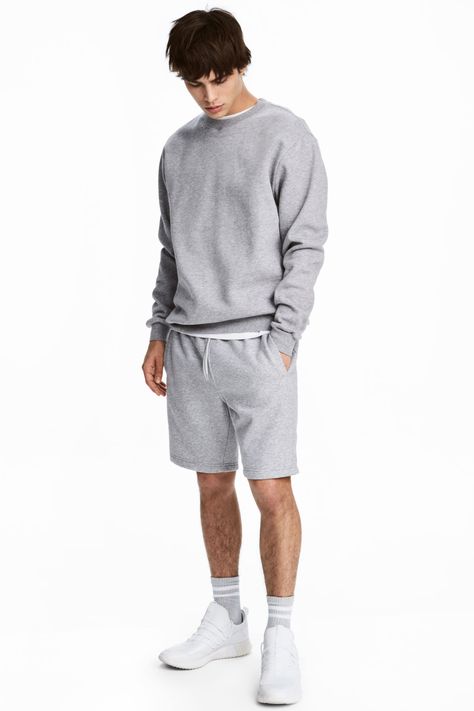 H&m White Shorts, H&m Relaxed Fit Spring Shorts, Bangkok Outfit, H&m Summer Loungewear Shorts, H&m Relaxed Fit Cotton Shorts, H&m Grey Sweater, Sweatshirt Fabric, Sweat Shorts, Casual Everyday