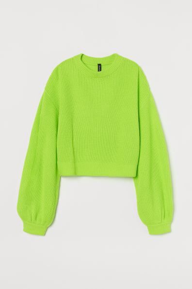 H&M neon green balloon sleeved jumper Fnaf Sb Oc, Green Fashion Outfits, Hp Outfits, Neon Sweater, Crop Hoodies, School Attire, Neon Noir, Kawaii Outfits, Neon Outfits