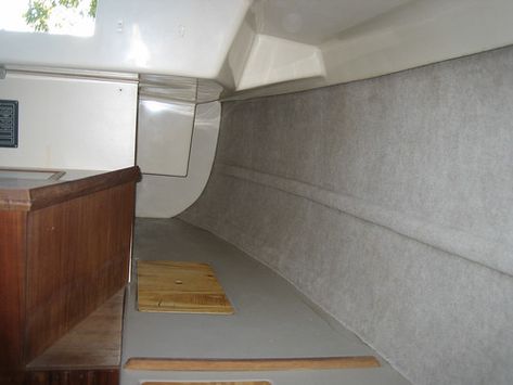 How to replace/recover cut out interior cabin walls | Sailboat Owners Forums Boat Cabin Makeover, Diy Boat Flooring Ideas, Cuddy Cabin Boat Interior Ideas, Boat Cabin Interior Ideas, Cabin Cruiser Boat Interiors, Boat Interior Ideas Cabins, Boat Flooring Ideas, Cabin Walls, Cuddy Cabin Boat