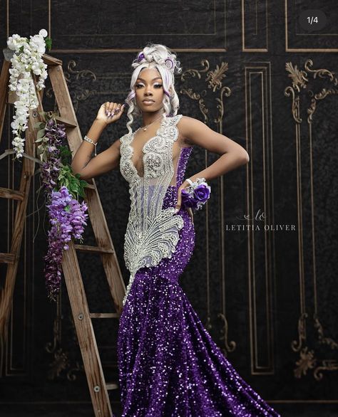 Grade Dresses, Sequin Mermaid Prom Dress, African Mermaid, Silver Prom Dress, Wedding Guest Gowns, Prom Inspiration, Purple Prom, Gorgeous Prom Dresses, Prom Girl Dresses