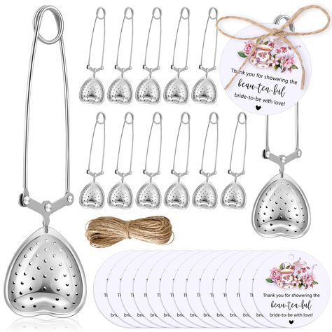 PRICES MAY VARY. Nice Combination for You: there are 24 sets of bridal shower tea party favors, which will delight your guests and provide a memorable token of celebration; The set includes 24 stainless steel heart shaped tea infusers, 24 thank you cards, and 1 roll of rope, enough to share with guests at parties Quality Material Selection: the heart shaped tea infuser is crafted from quality stainless steel that is resistant to rust; Our thank you cards are printed on 250g coated paper, ensurin Tea Party Bridal Shower Favors, Tea Steeper, Bridal Shower Tea Party, Tea Cup Party, Tea Infusers, Tea Party Favors, Material Selection, Bridal Tea, Tea Party Bridal Shower