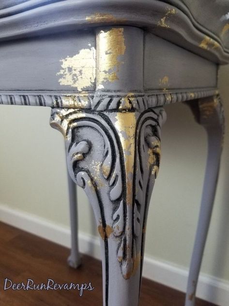 How To Paint and Transform a Thrift Store Tab With Homemade Chalky Paint and Gold Leaf DIY Ombre Furniture, Dipped Furniture, Faded Glamour, Gold Leaf Furniture, Homemade Chalk, Pallet Furniture Designs, Chalky Paint, Simple Woodworking Plans, Gold Furniture