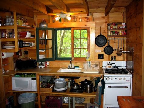 Cabin kitchen Small Log Cabin Kitchens, Small Cabin Kitchen Ideas, Log Cabin Kitchen Ideas, Small Cabin Kitchens, Small Cabin Ideas, Cabin Pictures, Cabin Fun, Log Cabin Kitchens, Dapur Rustic