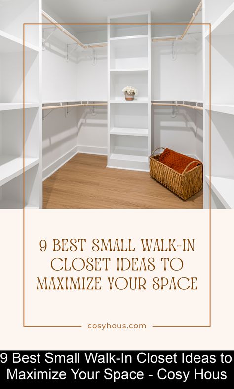 Fulfill your dreams of a stylish and organized small walk-in closet with these 9 innovative ideas that will transform your space. #smallclosetorganization Closets Ideas Walk In, Small Walk In Closet Makeover, Walk In Closet Designs Layout, Tidy Wardrobe, Small Walk In Closet Design, Small Walkin Closet, Small Walk In Closet Organization, Small Master Closet, Small Closet Design