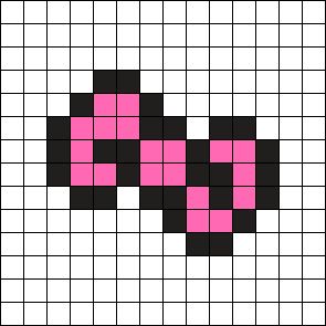 Hello Kitty Bow Perler Beads, Bow Perler Bead Patterns, Pixel Art Ideas Hello Kitty, Easy Pixel Art Hello Kitty, Easy Pixel Art Ideas Cute, Perler Bead Patterns Hello Kitty, Pearler Bead Patterns Easy Cute, Hello Kitty Perler Beads Pattern, Easy Kandi Patterns