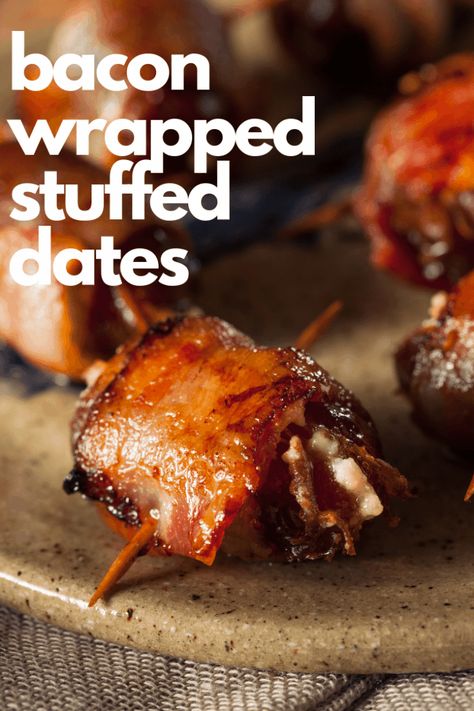 Medjool dates wrapped in bacon and stuffed with pistachios make a delicious appetizer for your next party or picnic.