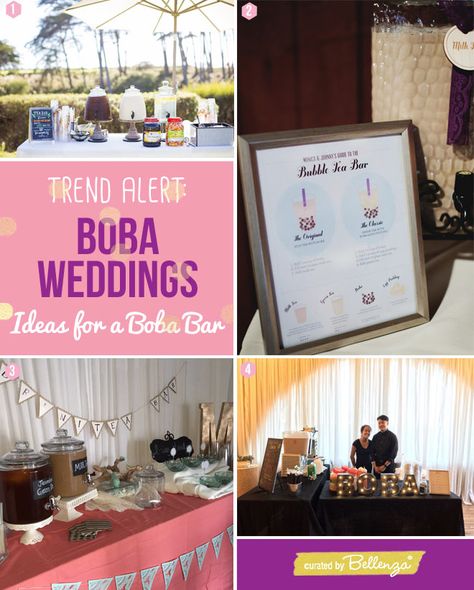 Boba Bars at Weddings: Get with the Trend! Boba Tea Station Party, Boba Station Wedding, Boba Bar Station Diy, Diy Boba Bar, Boba Bar Wedding, Boba Bar Station, Boba Station, Boba Tea Bar, Bars At Weddings