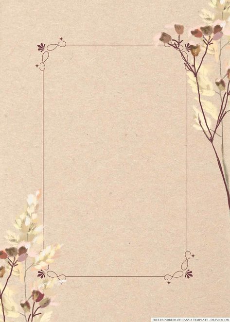 Beige Invitation Template, Flower Invitation Template Floral, Invitation Frame Design, Invitation Card Design Background, Wedding Invitation Cards Template, Christmas Open House Invitations, Blank Wedding Invitation Templates, Bohemian Invitation, Rustic Floral Wedding