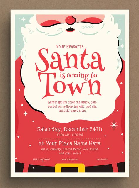 Christmas Santa Event Flyer Template AI, PSD Christmas Fayre Poster, Christmas Donation Poster, Santa Poster Design, Christmas Flyers Ideas, Christmas Event Poster, Christmas Flyer Design, Christmas Invites, Xmas Poster, Christmas Brochure