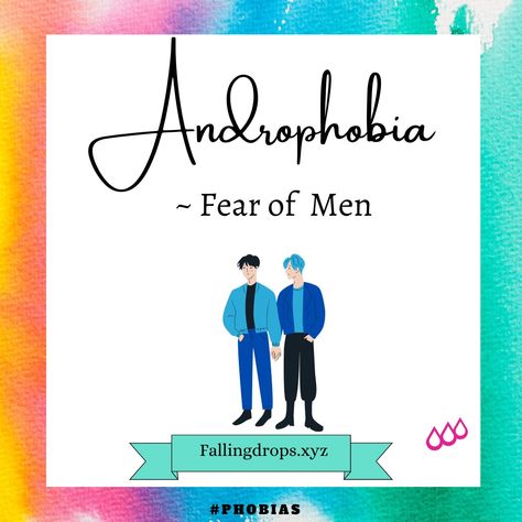 'Androphobia' is the fear of men. Fear Of Men, Phobia Words, Fear No Man, Cool Pencil Drawings, Back Pain Exercises, Greek Words, The Fear, Back Pain, Fitness Tips