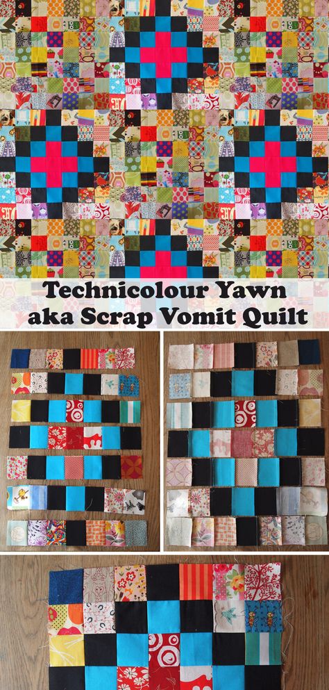 Scrap Vomit Quilt Pattern, Scrap Vomit Quilt Tutorial, 2.5 Inch Square Quilt Patterns, Fast Quilts, Charm Pack Quilt Patterns, Quilts Blocks, Square Quilts, Charm Pack Quilt, Big Bucket