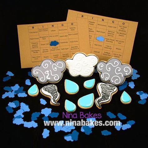 Tis the season - stay weather aware with tornado cookies & severe weather bingo! #decoratedcookies #tornadocookies #severeweather #severeweatherbingo #oklahoma #tornadoalley Tornado Cookies Decorated, Tornado Cookies, Ambulance Party, Tornado Party, Weather Party, Weather Theme, Tornado Warning, Graduation Cookies, 2nd Birthday Party Themes