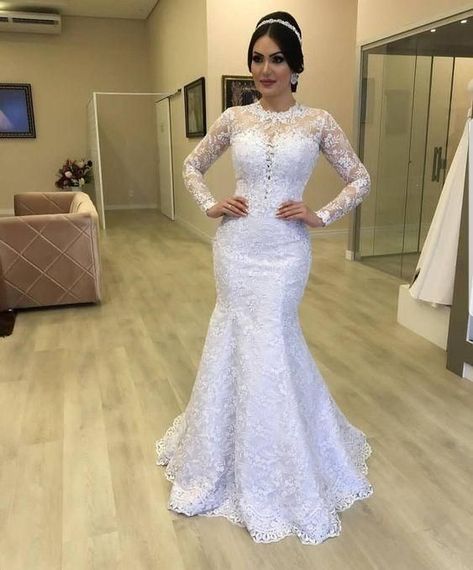 Decent Wedding Gowns, Plus Size Mermaid Wedding Dress, Lace Mermaid Wedding Dresses, Gown With Long Sleeves, Plus Size Mermaid, Wedding Dress Elegant, African Wedding Attire, African Wedding Dress, Bridal Dresses Lace