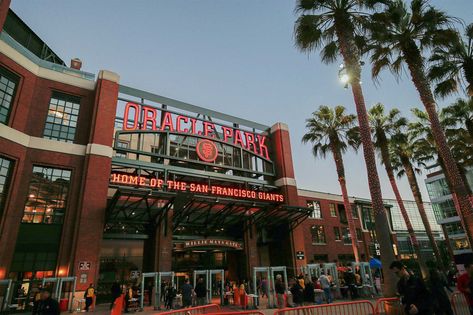 Tell AT&T Park goodbye, Giants fans. Buster Posey, Brandon Crawford and their mates henceforth will play ball at Oracle Park. The Giants on Thursday will announce a 20-year agreement with the Redwood City technology company to affix its name to their waterfront ballpark in San Francisco. Terms of the deal are not being disclosed, but in an interview Wednesday, Giants President and CEO Larry Baer termed it “very much in line with other recent naming-rights deals for top-tier facilities.” That ... Ballpark Snacks, San Francisco Wallpaper, Oracle Park, Wrapped Hot Dogs, Giants Stadium, San Francisco Food, San Francisco Giants Baseball, Impossible Burger, Giants Baseball